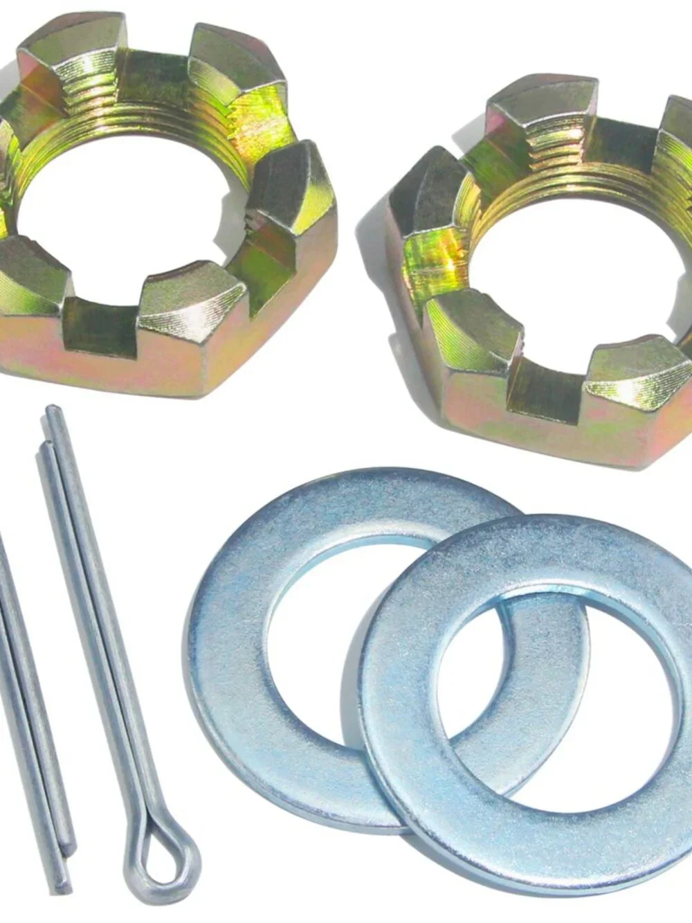 2Sets 1'' Trailer Axle Nut Kits 1'' Thread Spindle Castle Nuts Set with 1